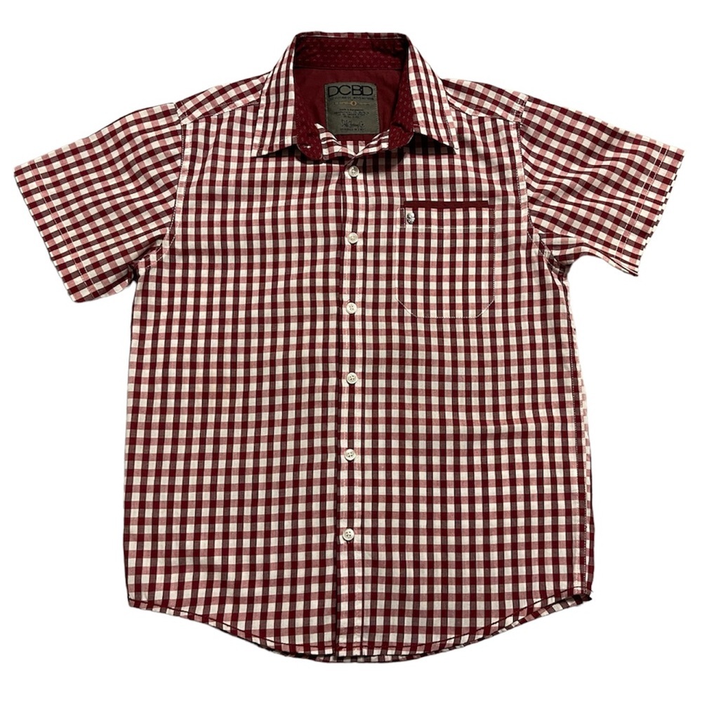 Drill Clothing Boys Division DCBD Short Sleeve Shirt Sz Small Button Down Red